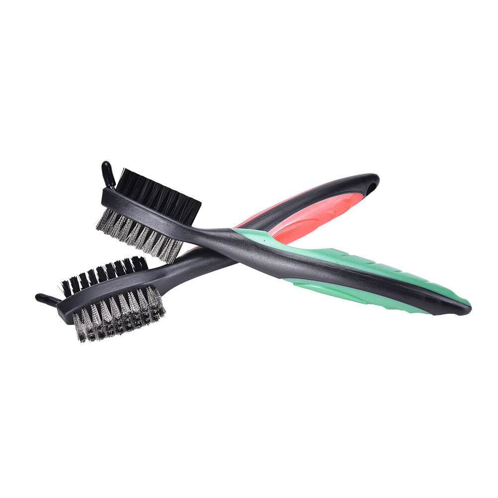 2 Side Brass Wires Nylon Golf Club Brush Groove Ball Cleaner Cleaning Tool h TH
