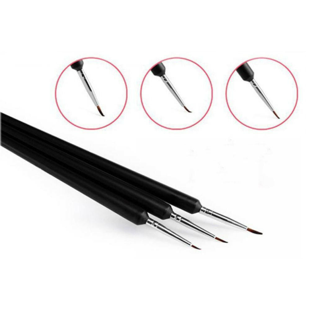 3Pcs Dotting Painting Drawing UV Gel Liner Nail Art Pen Polish Brush Accessories