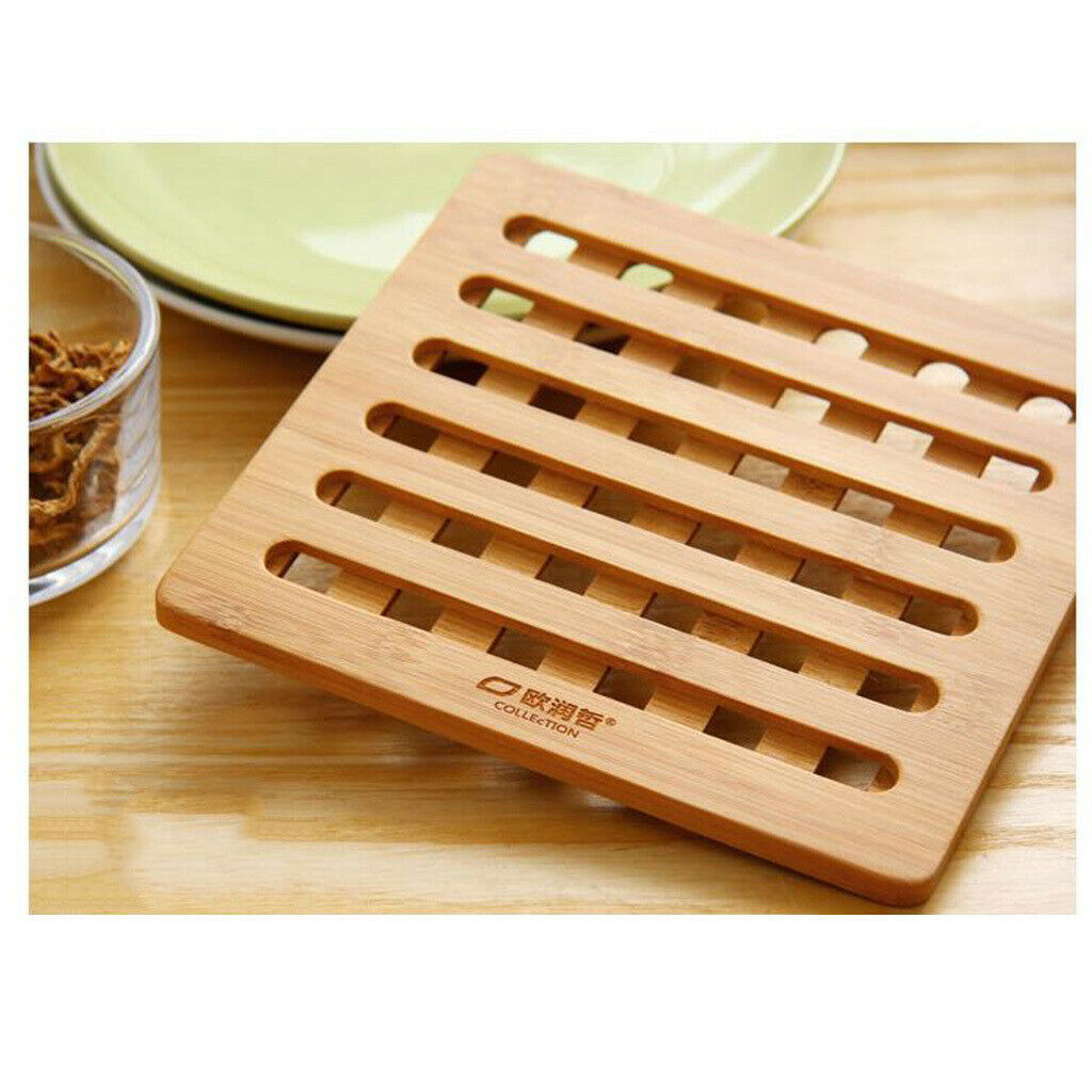 3pcs Natural Bamboo Trivet Mat Dish Holder for Hot Pot Bowl Pads Trivet