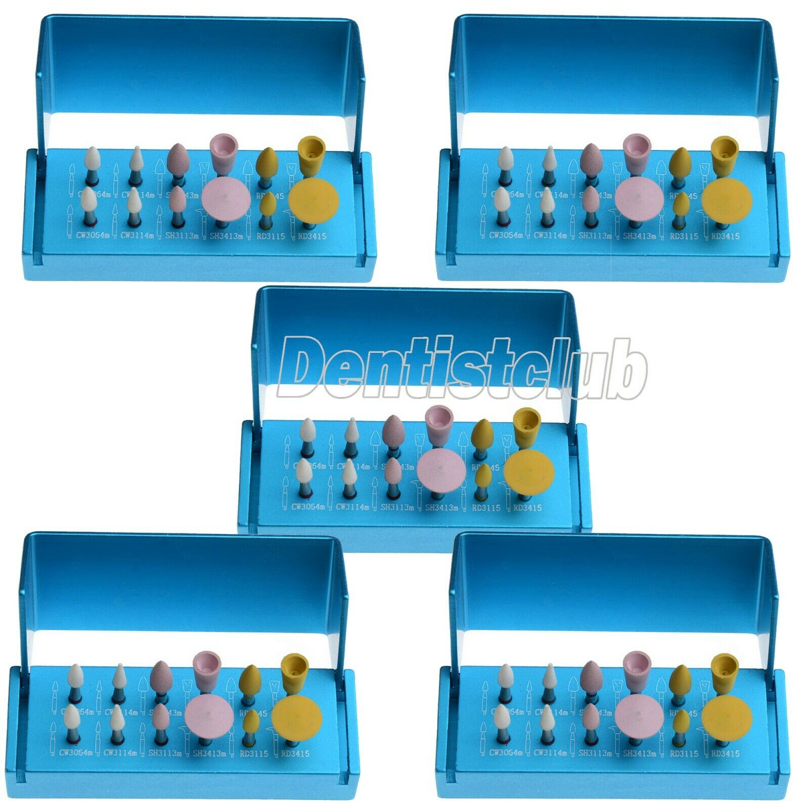 5X Dental Diamond Silicone Polishers Burs Cups RA2112 for Teeth Porcelain Repair