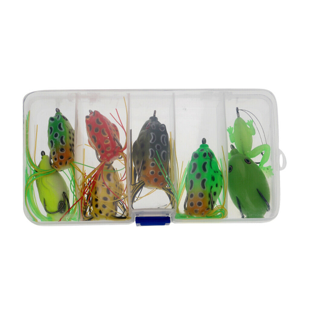 8 Pcs Soft Frog Lure Bass Fishing Hooks Bait Tackle Topwater Fishing Tool