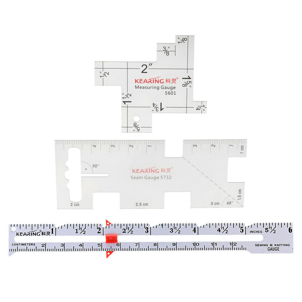 3 Pieces/Set Sewing Measuring Gauge Quilting Garment Measuring Ruler Craft DIY