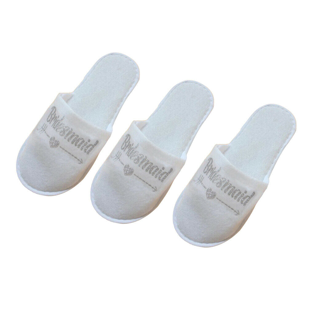 3 Pair Anti-Slip Lightweight Bridal Wedding Soft Bridesmaid Travel Slippers