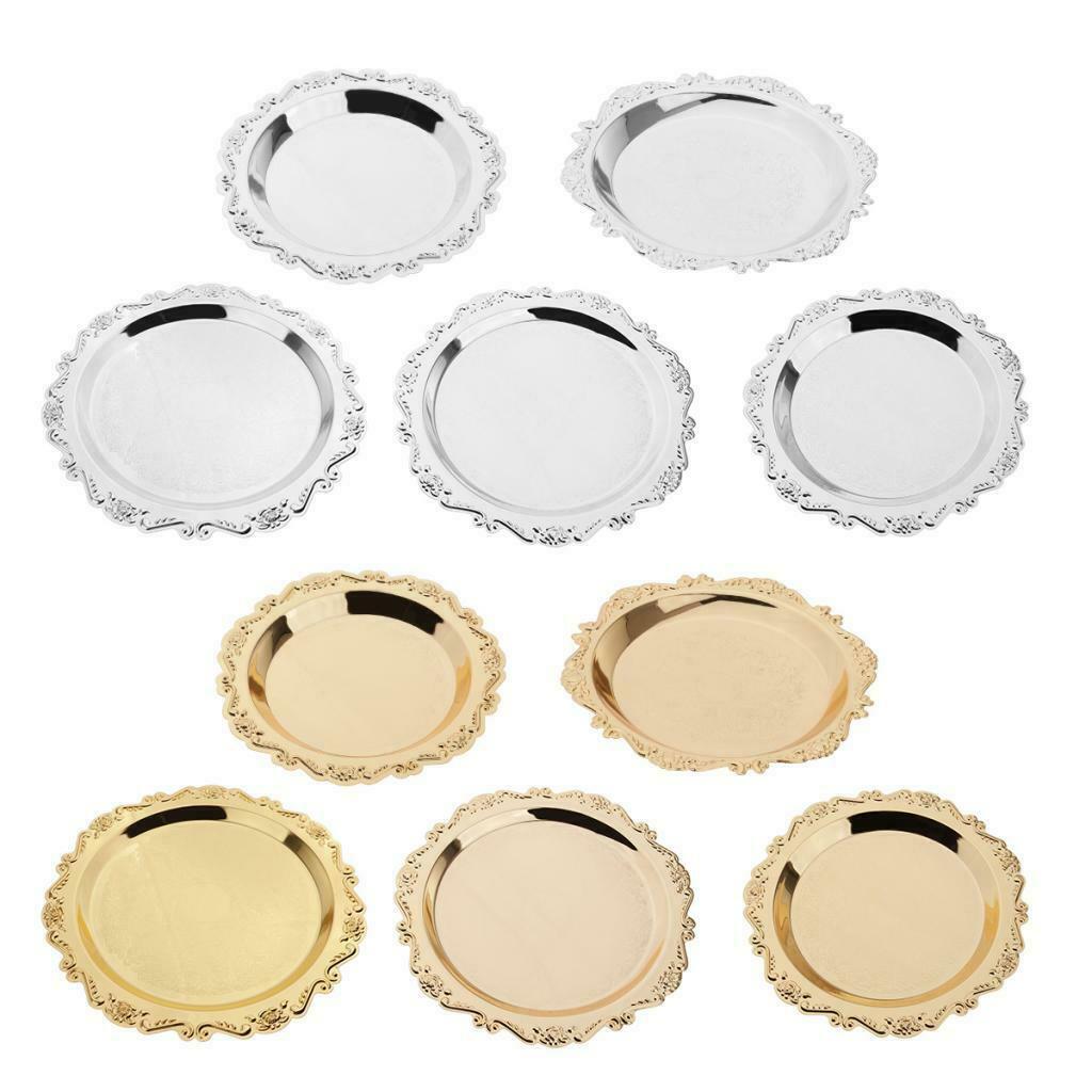 2pcs Golden Plates Fruits Holder Platter Curtley for Party Home Gathering