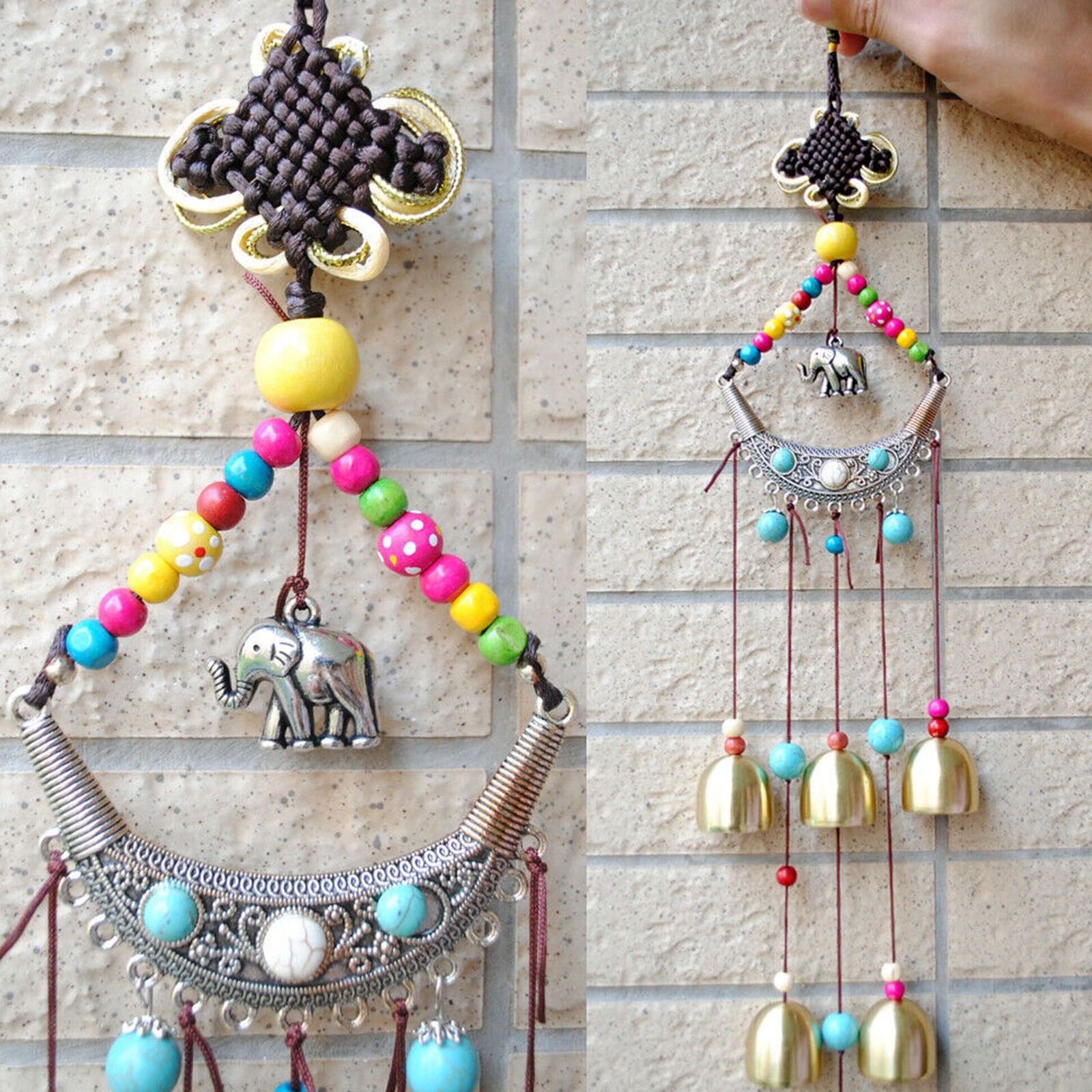 Tibetan Wind Chimes 6 Bells Chinese Knot Mascot Luck Outdoor Decor Garden Patio