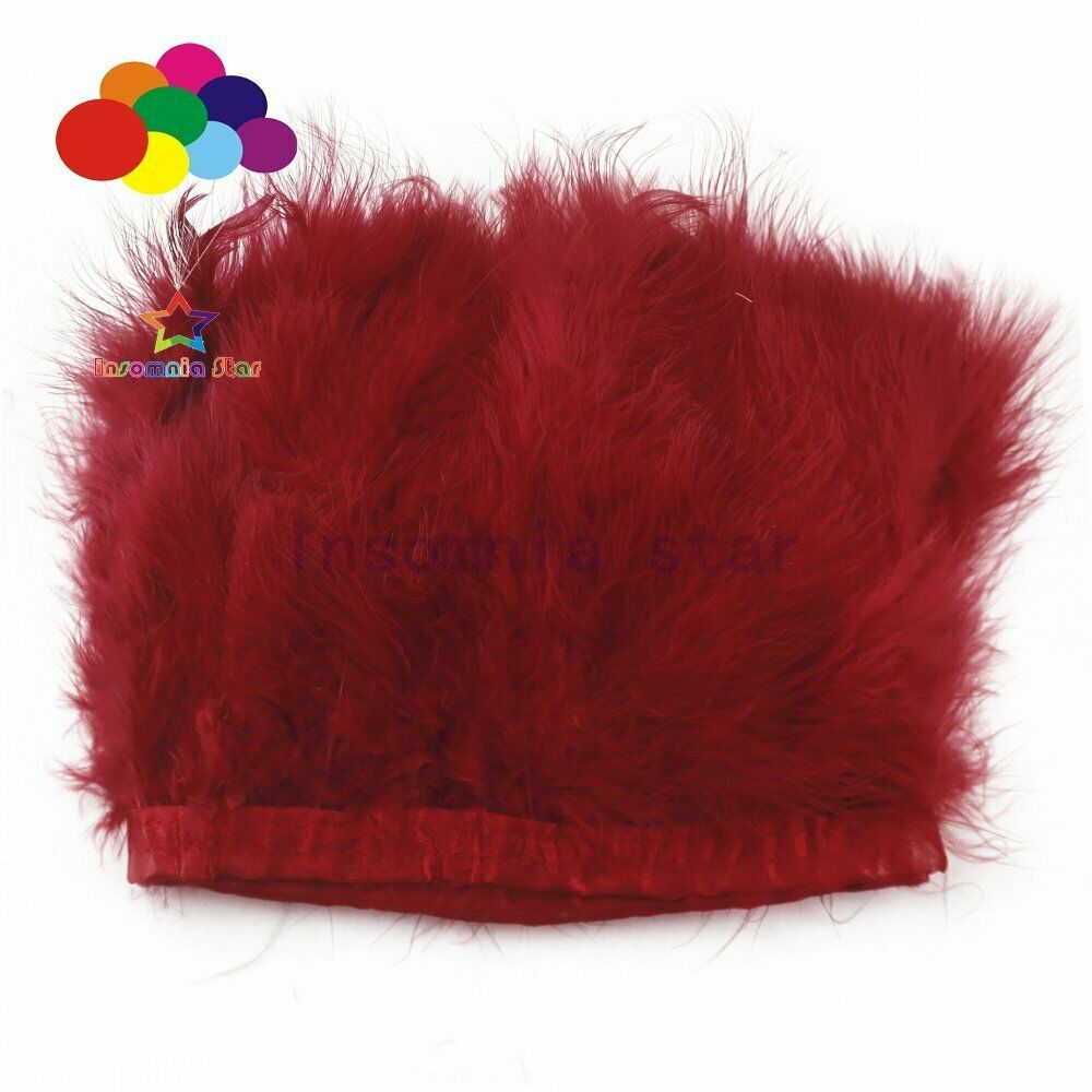 2 Meters 6-7" Turkey Marabou Feather Fringe Trim Decoration DIY Craft Wine red