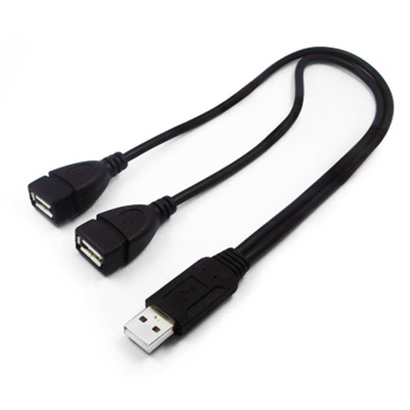 Double USB Extension A-Male To 2 A-Female Y Cable Cord Power Adapter Splitter
