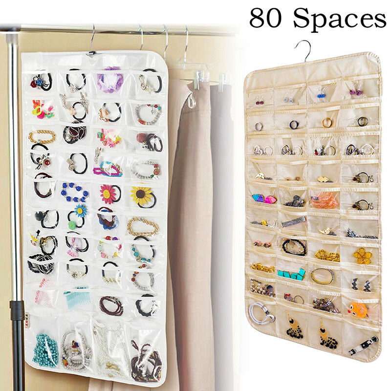 80Pockets Hanging Jewelry Organizers Storage for Holding Earring Jewelrie NT JBD