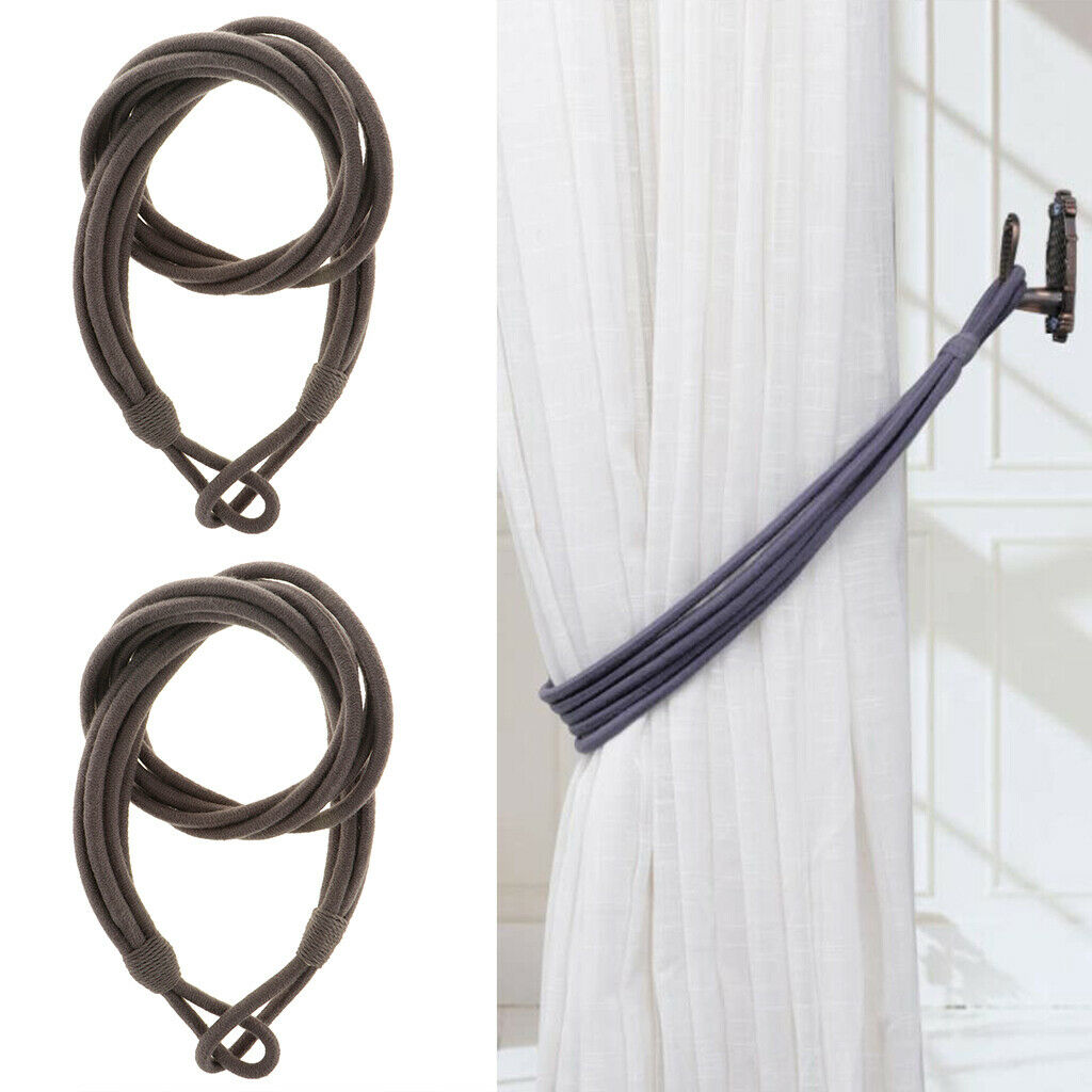 2pcs Simple Rope Tiebacks Holdbacks for Tulle Curtain Voile Drapes Dark Gray