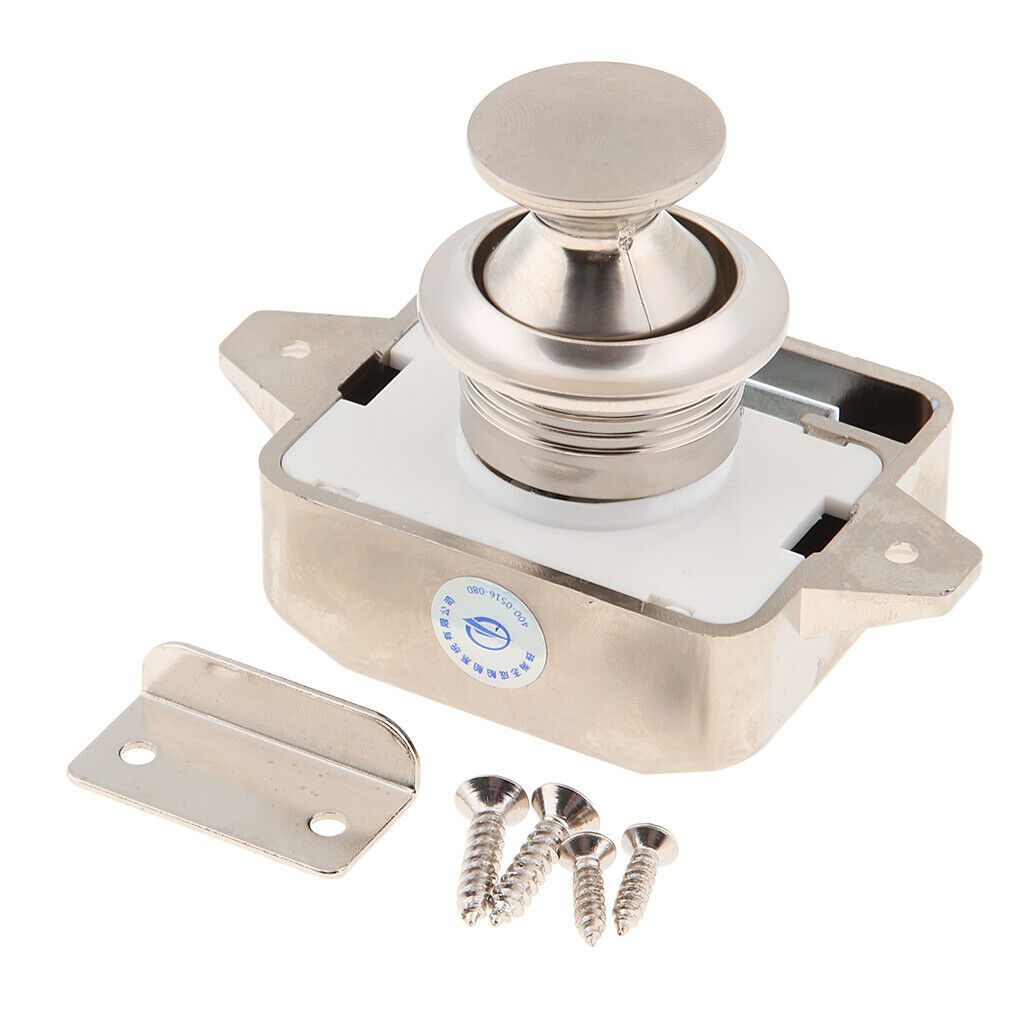 Nickel 11-18mm Cabinet Lock Keyless Push Button Latch for Motorhome Cupboard