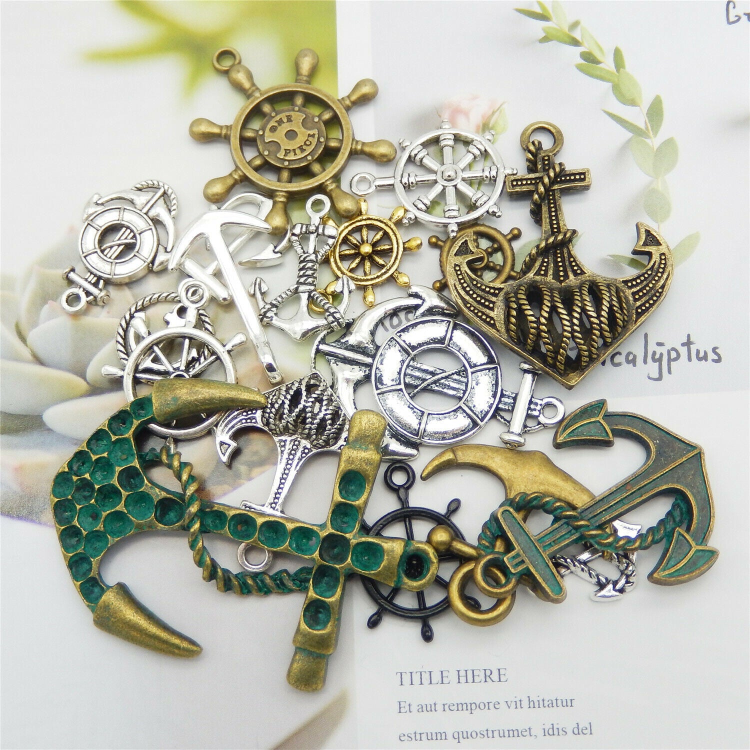 Random Alloy Anchors Mixed Kinds Pendants Charms Findings (approx.15-20 pcs)