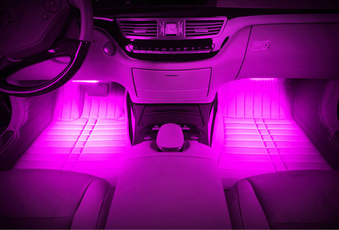 8pc 12V 15 LED 30cm Car Vehicle Motor Flexible Waterproof Strip Light SMD Purple