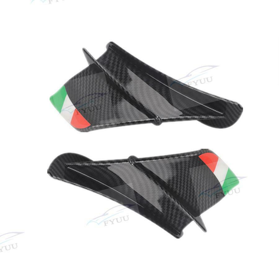 Motorcycle Glossy Carbon Fiber Side Winglet Wind Fin Spoiler Cover Air Deflector