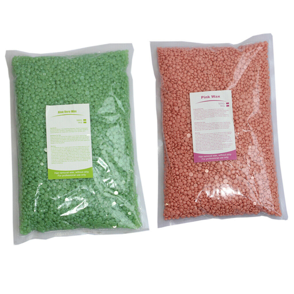 2 Bags 1000g Hard Wax Beans Hair Removal Depilatory Bikini Body Home Waxing