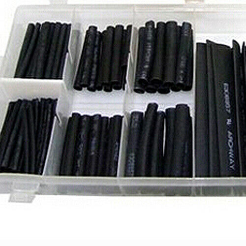 127pcs Black Heat Shrink Tube Assortment Wire Wrap Electrical Insulation Tech T3