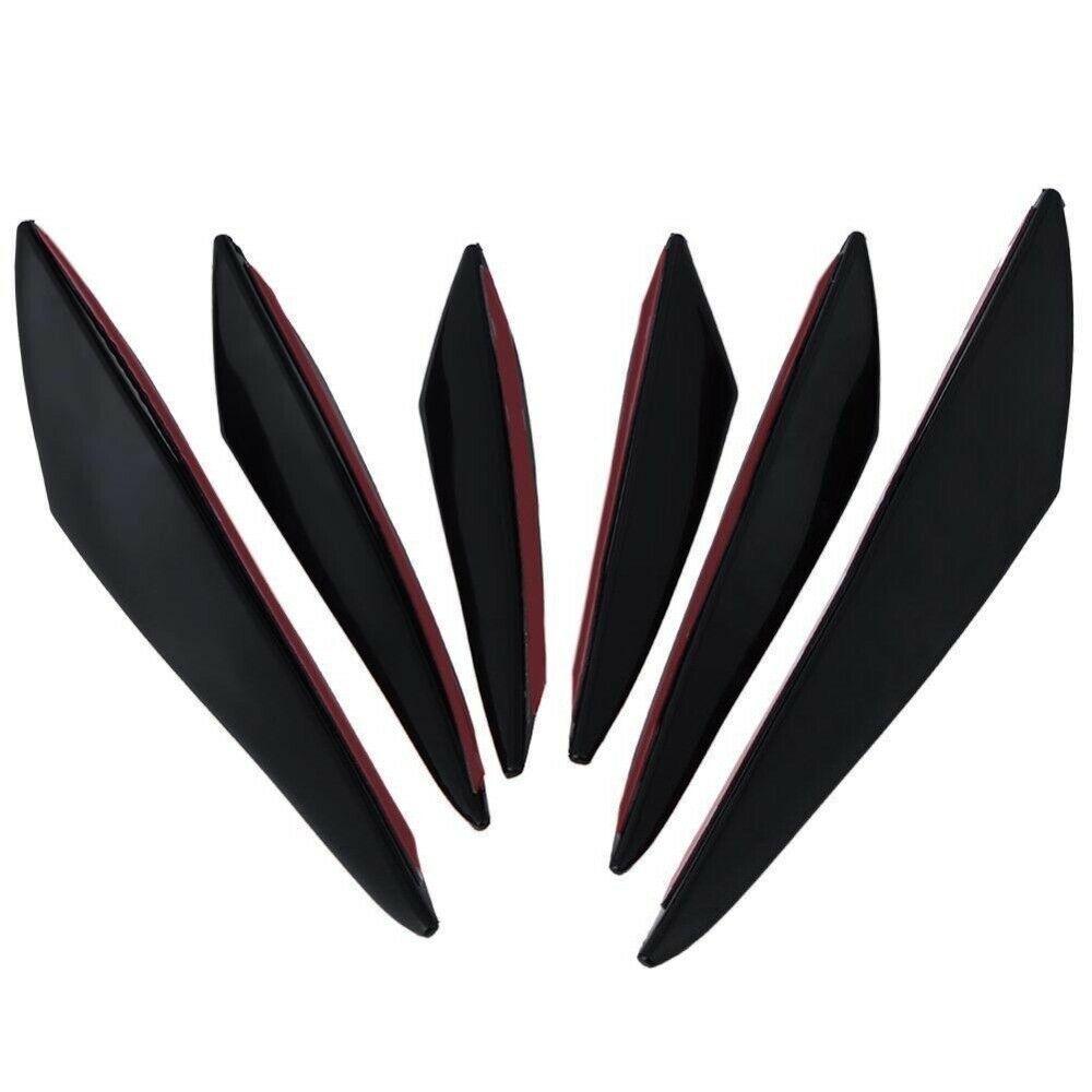 6pcs Universal Black Carbon Fiber Car Styling Accessories Front Bumper LipRubber
