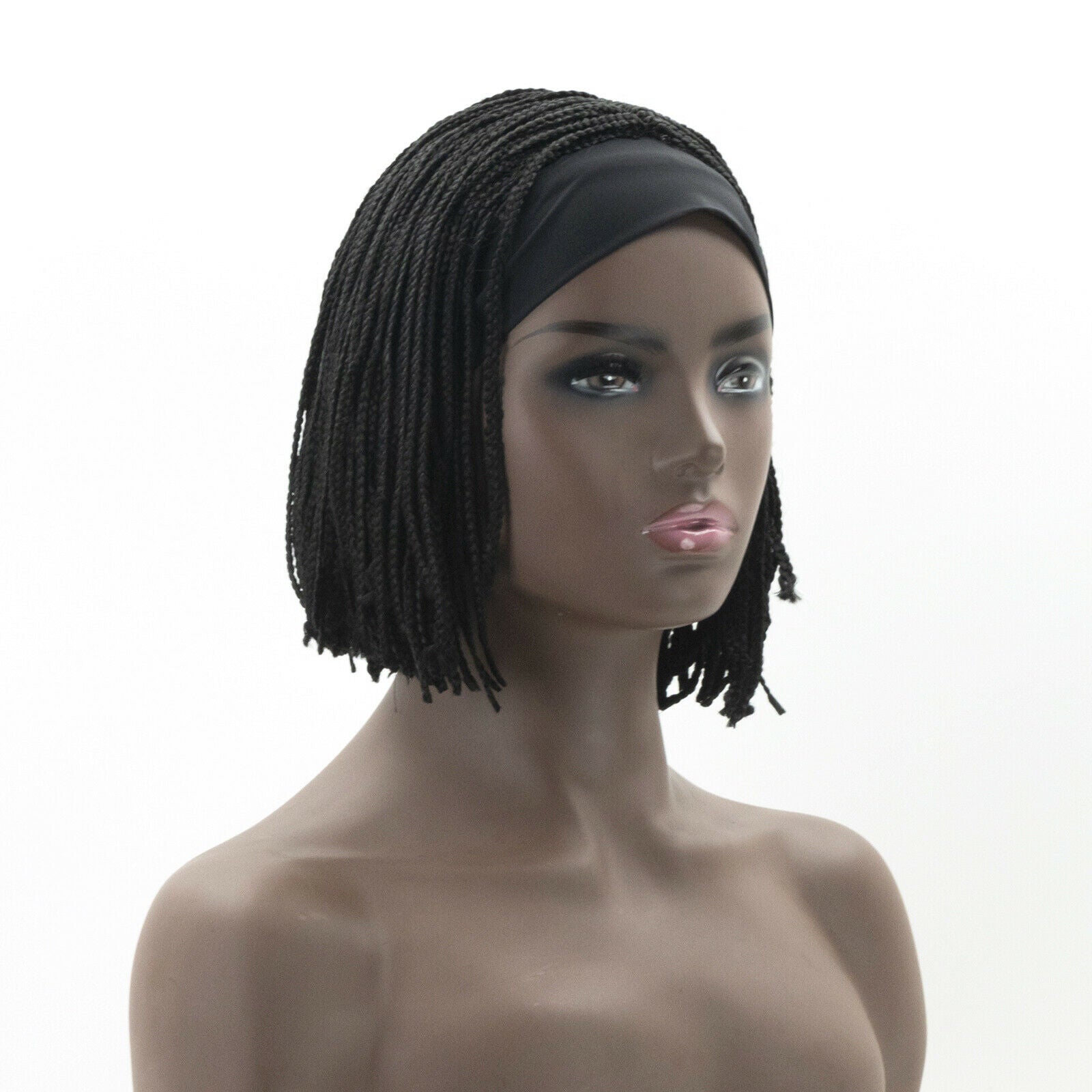 10" Thin Box Braids Headband Wrap Wigs for Black Women Synthetic Bob Hair Wigs