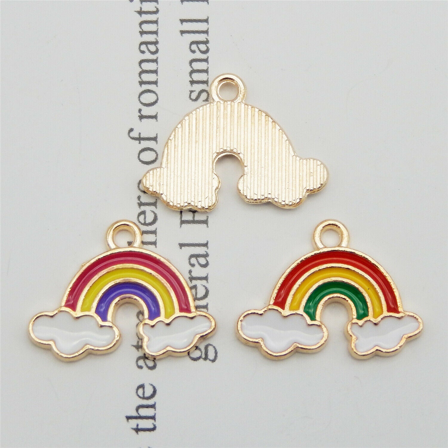 20pcs Enamel Plated Mixed Assorted Rainbow Cloud Pendant Charms Jewelry Findings