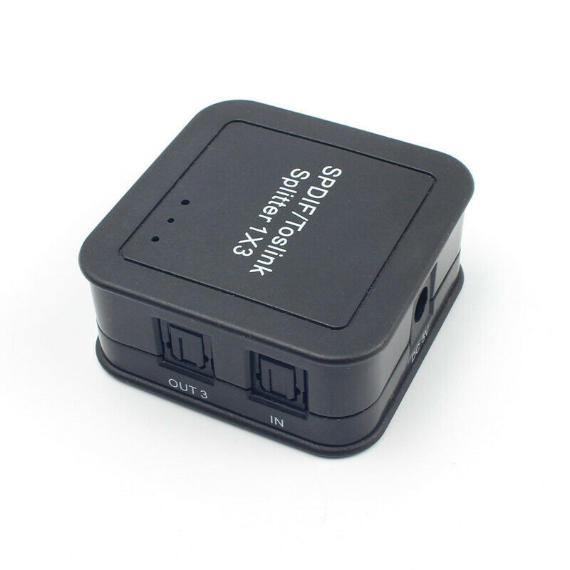 Digital Optical Fiber Distributor 1 in 3 SPDIF Audio Video Cable Splitter US HN