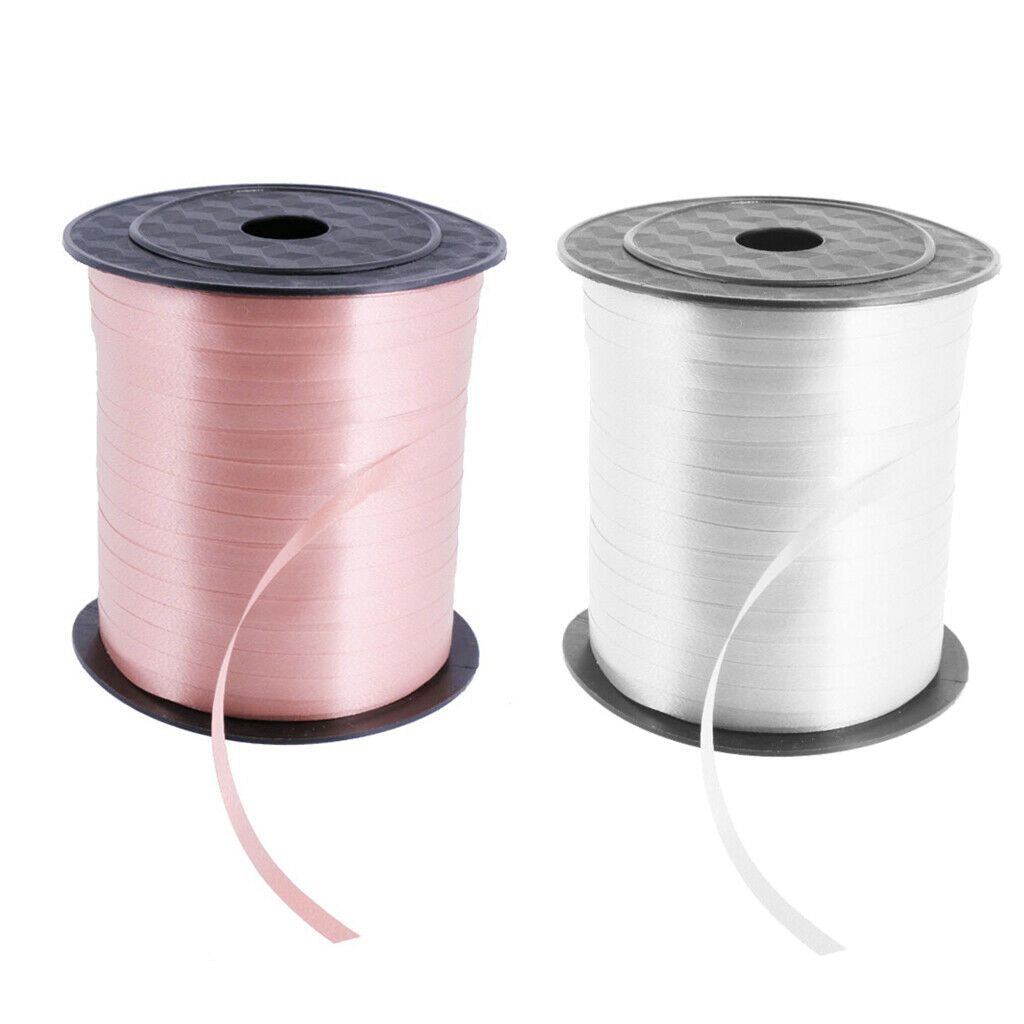 2 Rolls 225m White and Pink Balloon Curling Ribbons Helium Wedding Engagement