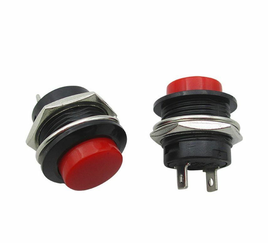 16 mm Red Sign Protruding Head Automatic Reset Button Switch - 2 pin [M1]
