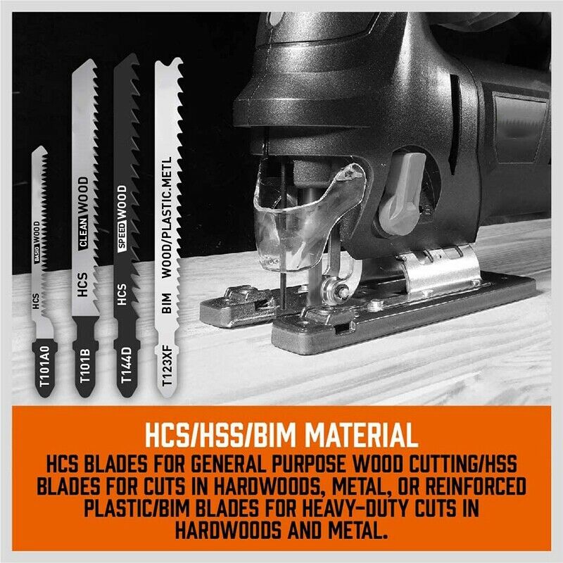 25 Pcs T Shank Jig Saw Blade Set, T-Shank Blades for Wood, Plastic and Metal CP4