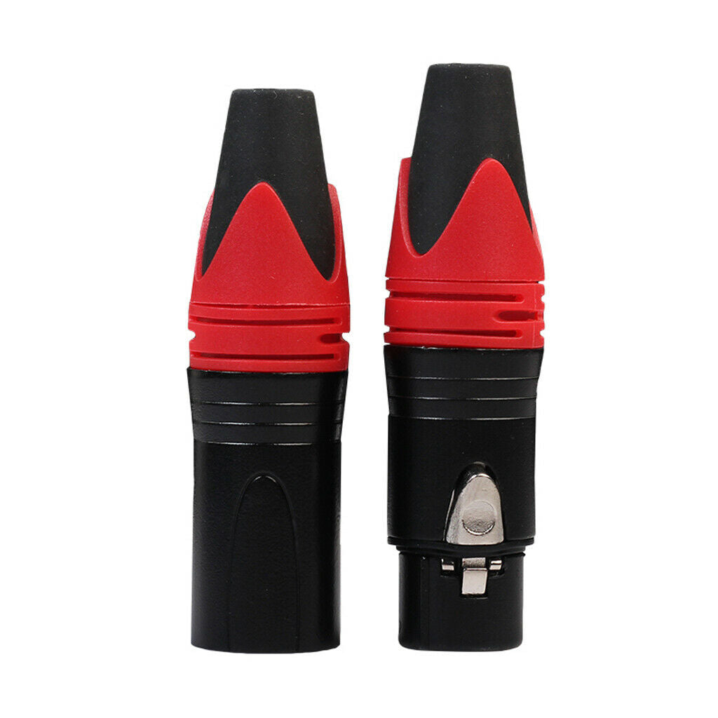 10 Piece Red 3 Pin XLR Solder Type Connector - 5 Male and 5 Female Plug Cable