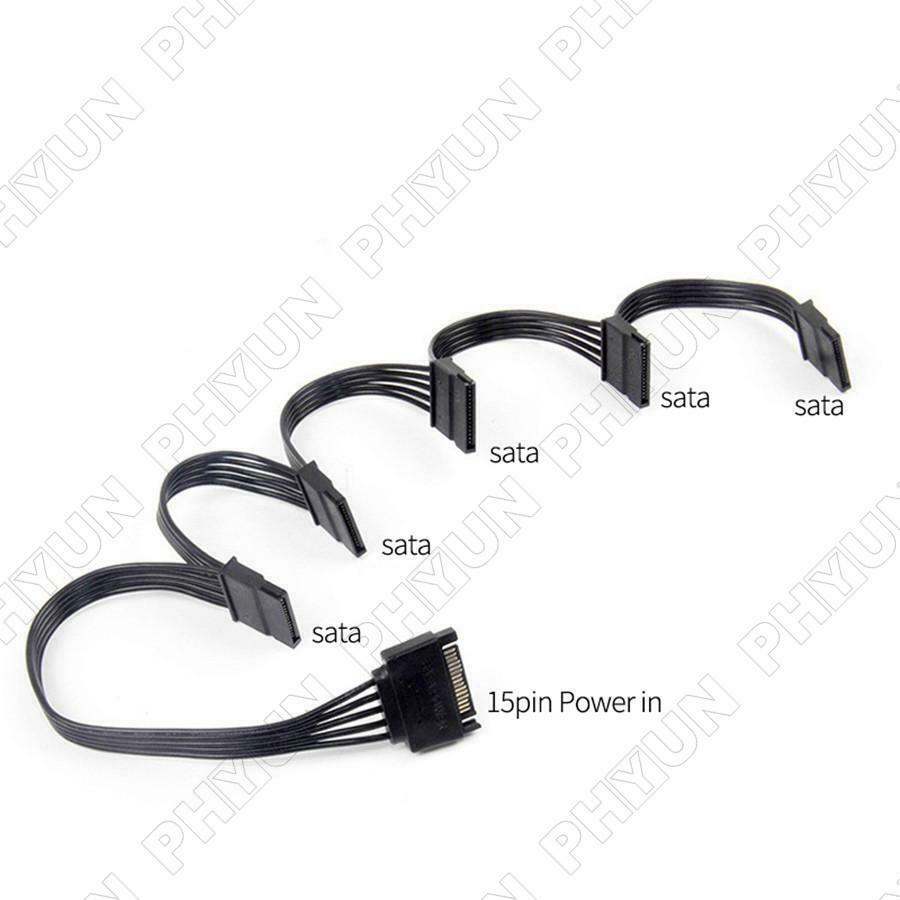 5Pcs SATA Power Cord Hard Disk Expansion Cable 15Pin 1 to 5 Serial Port Cable