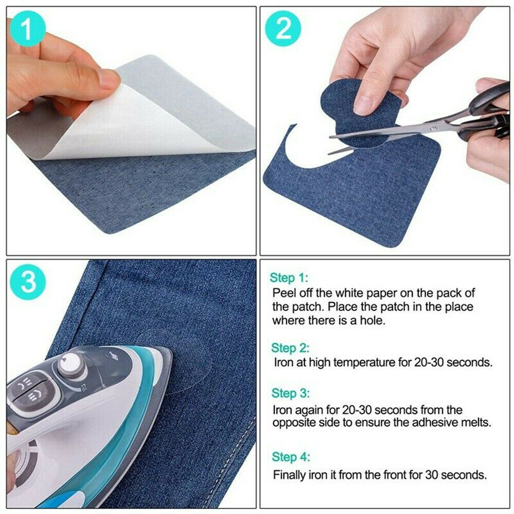 20 Pcs 5Colors DIY Iron On Denim Fabric Patches For Clothing Jeans Repair Kit