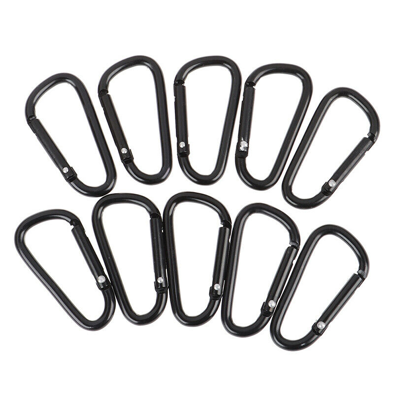10Pieces Black D Shaped Aluminum Alloy Carabiner Hook Keychain Accesso.l8