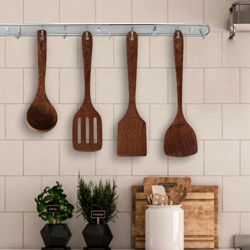 Wooden Spoons for Cooking Kitchen Utensil Set Of Unpainted and Wax-Free HandmaI4