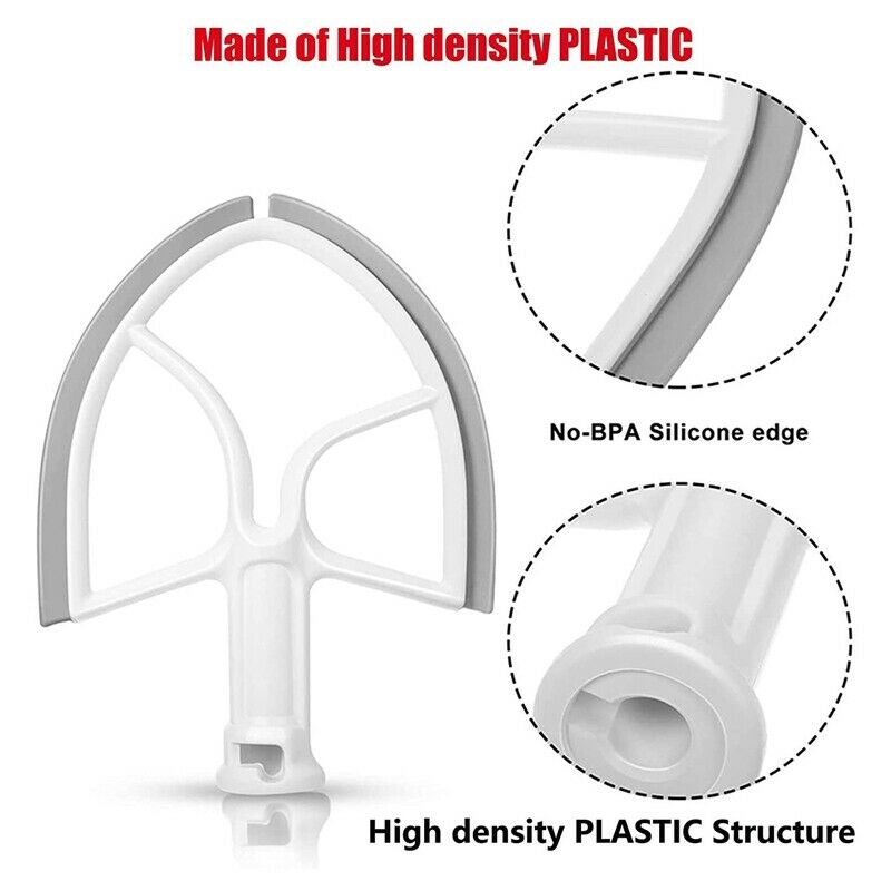 5QT Flat Beater for KitchenAid Stand Mixer Bowl Scraper,Paddle Replacement AB2H6