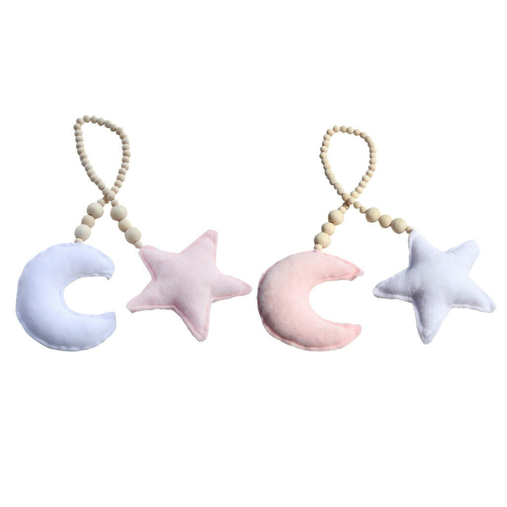 2pcs Curtain Tieback Rope Moon&Star Wall Hanging Handbag Pendant Crafts