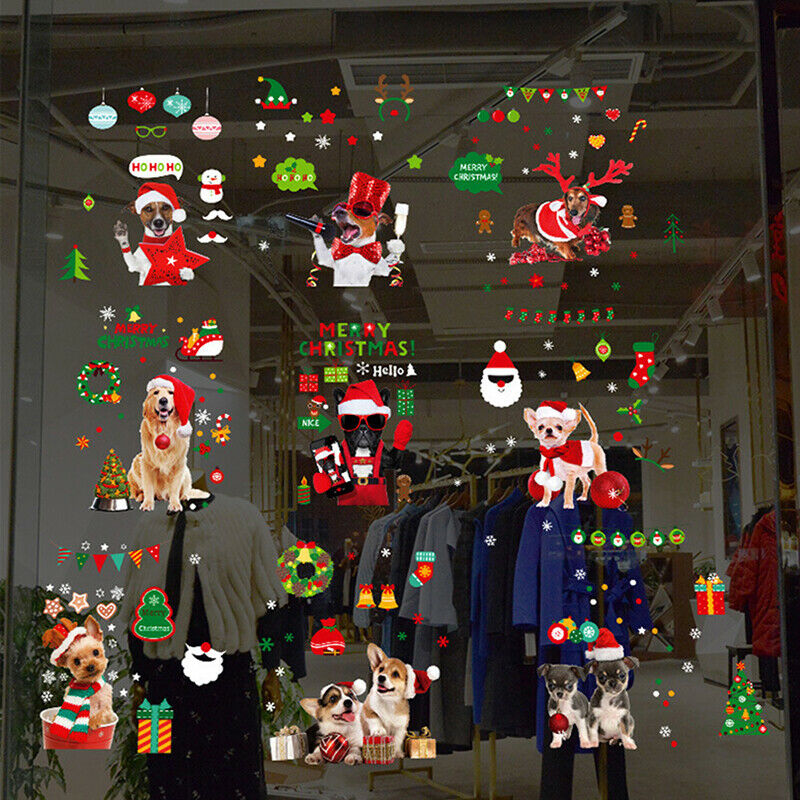 9pcs Christmas Decorations 20x30cm For Wall Glass Stickers New Year Home DecBDA