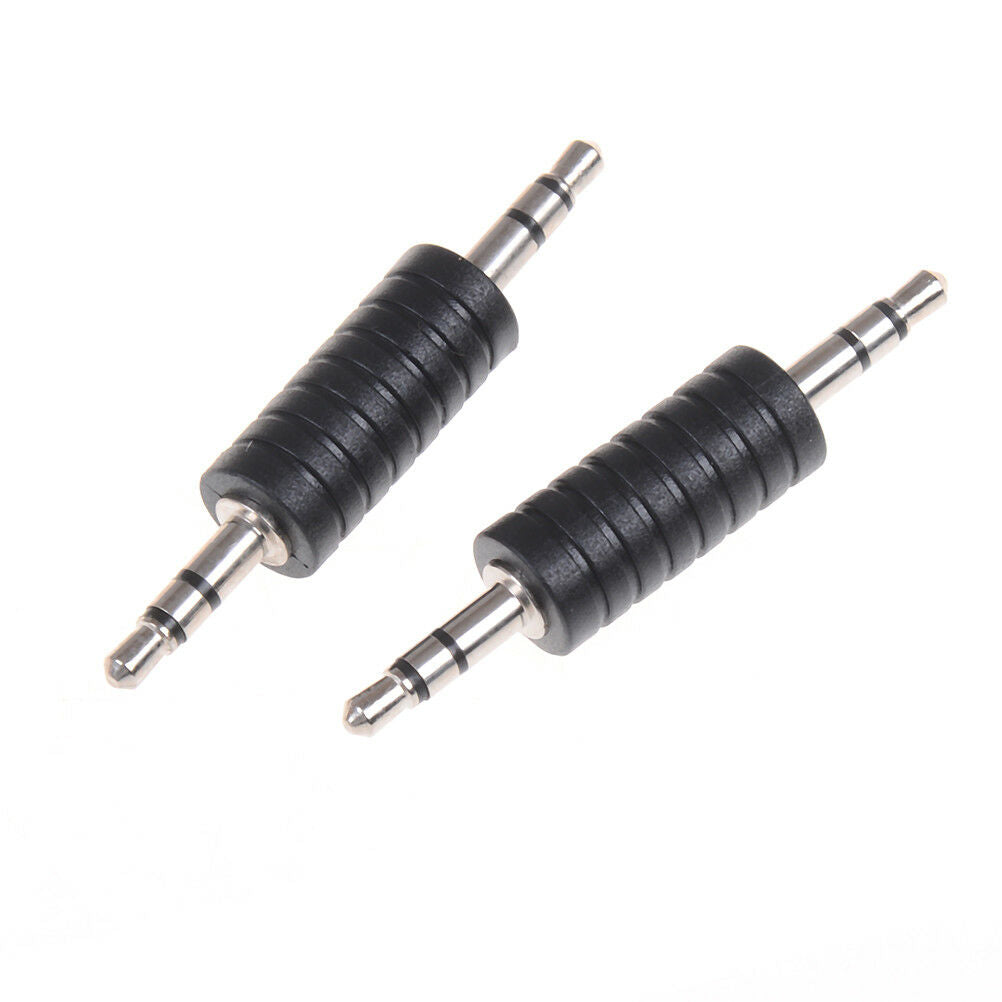 5X 3.5mm stereo male to male jack audio plug connector coupler adapter joiner_DD