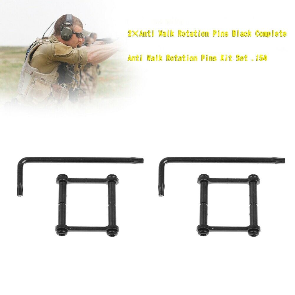 2×Anti Walk Rotation Pins Black Complete Anti Walk Rotation Pins Kit Set .154 CN