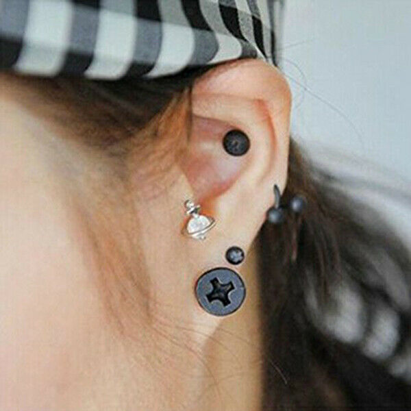 Unique Screw Shape Piercing Earring Studs Ear Decor Men Women Hippop Punk