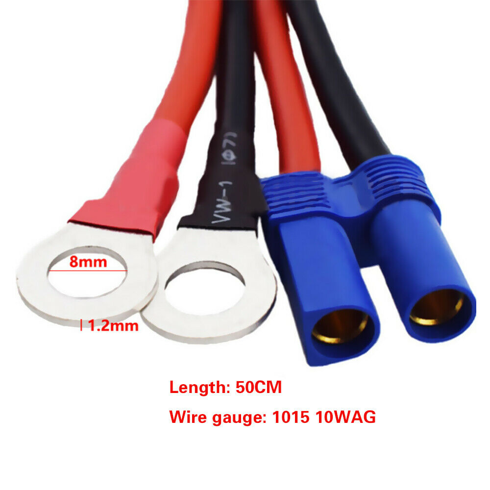 10WAG 50cm 12-36V EC5 Female Connector to Ring Terminal Extension Cord Cable