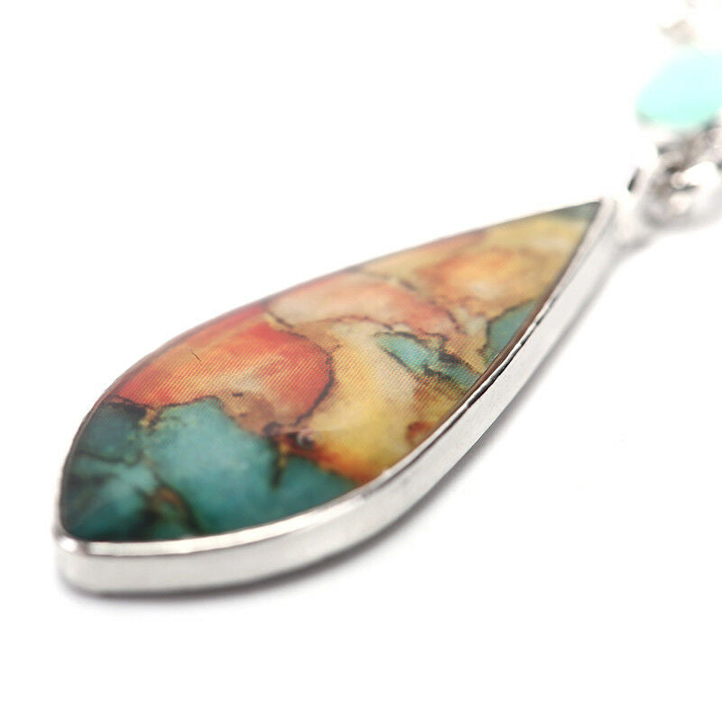 Long Opal Turquoise Dangle Drop Earrings Ear Studs Hook Earrings Women Jewelr Kt