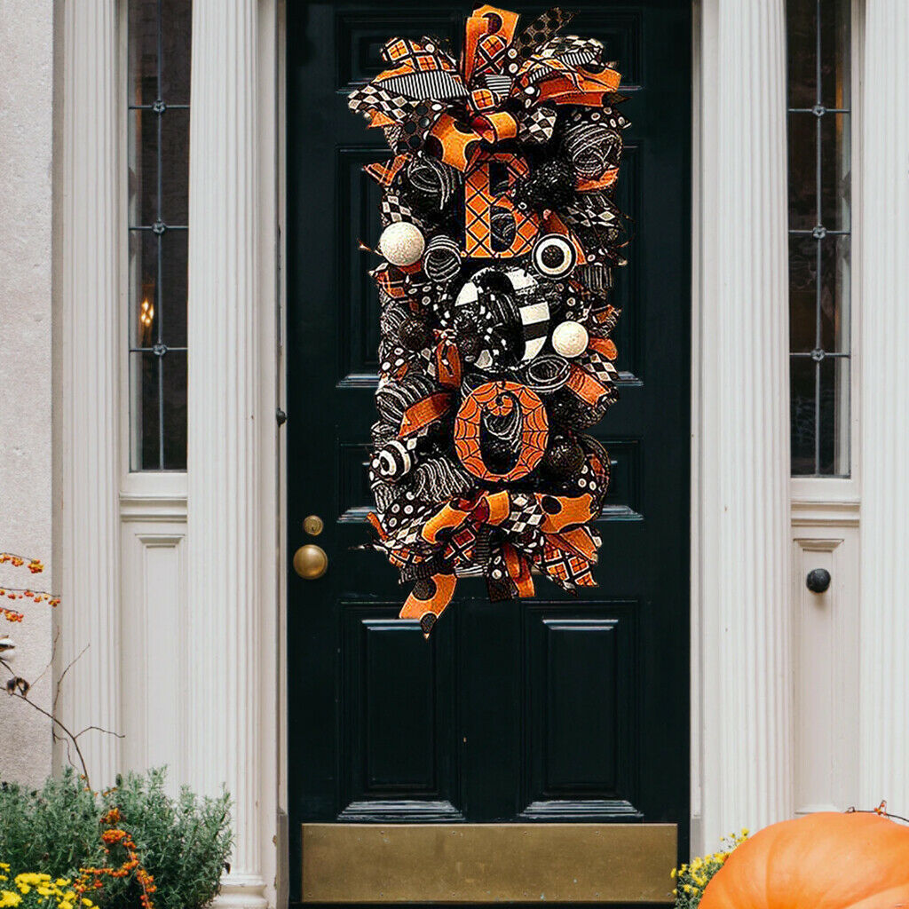 Halloween Wreath Boo Letter Durable for Home Door Halloween Decorations