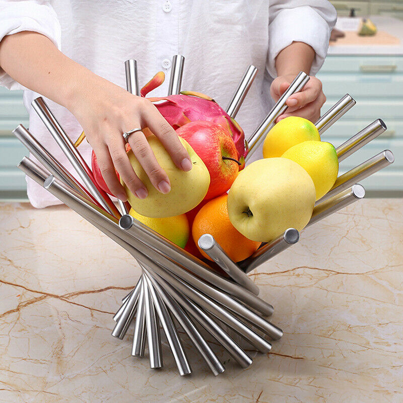 Home Stainless Steel Foldable Fruit Basket Tray Multi Removable Fruit TrayBDAU