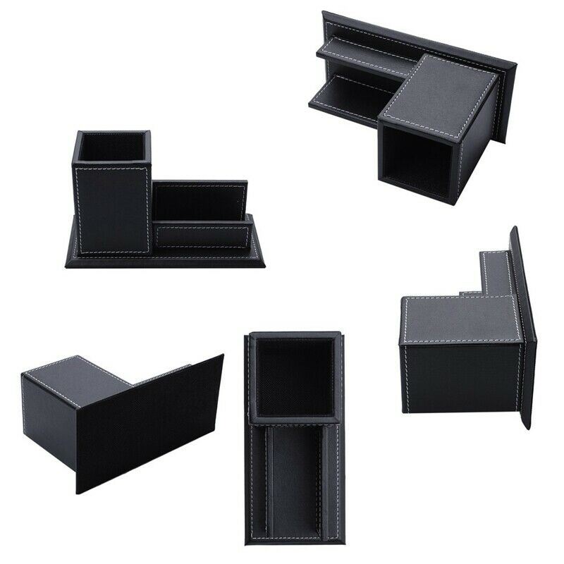 1PCS PU Leather Multi-Function Desk Stationery Organizer Storage Box Pen, PhB9G5