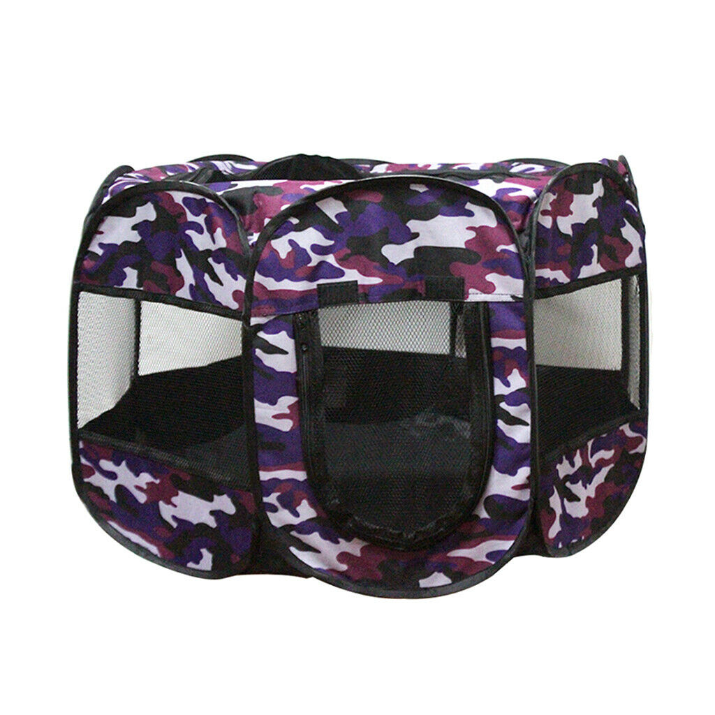 Pet Portable Foldable Kennel Dogs Cat Outdoor Cage Travel Carrier Purple+Red