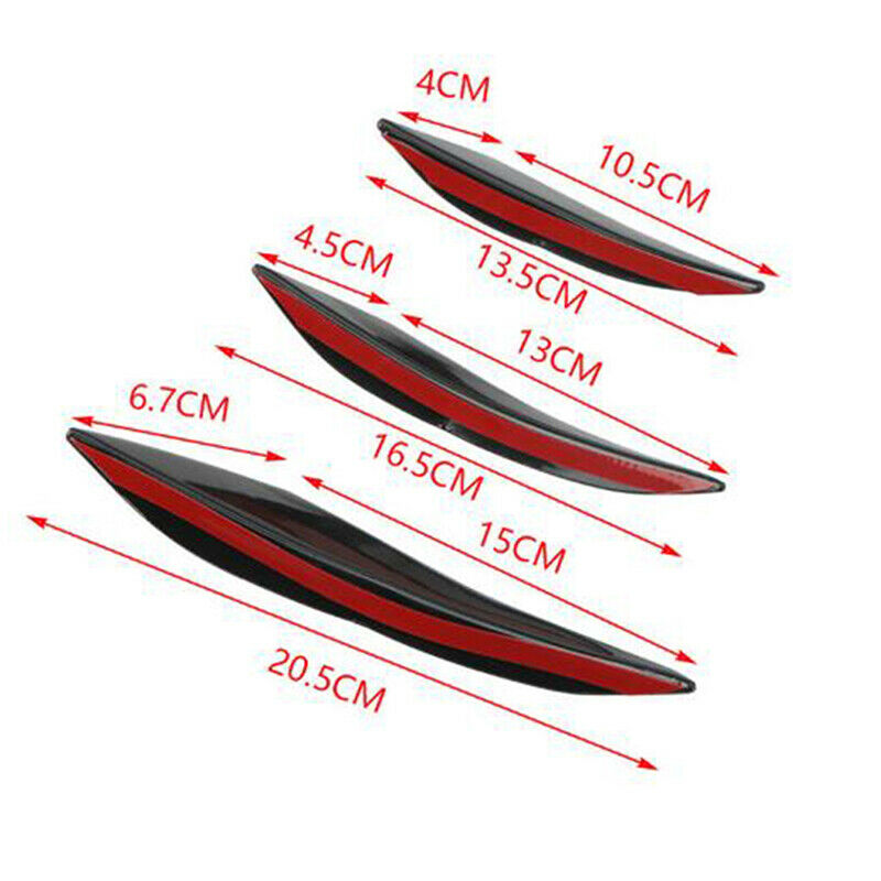 6Pcs Car Front Bumper Lip Splitter Fins Body Spoiler Canards Refit Gloss .l8