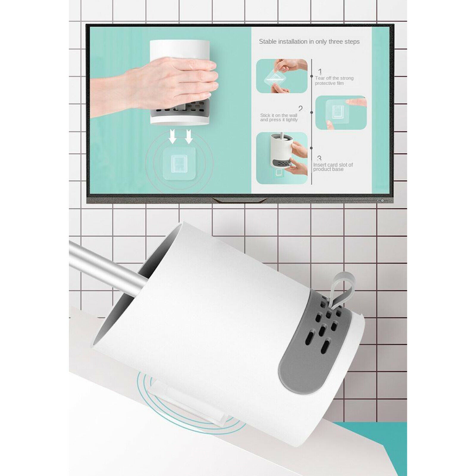 Toilet Brush with Holder Floor-Standing Wall-Mounted Base not include diatom mud