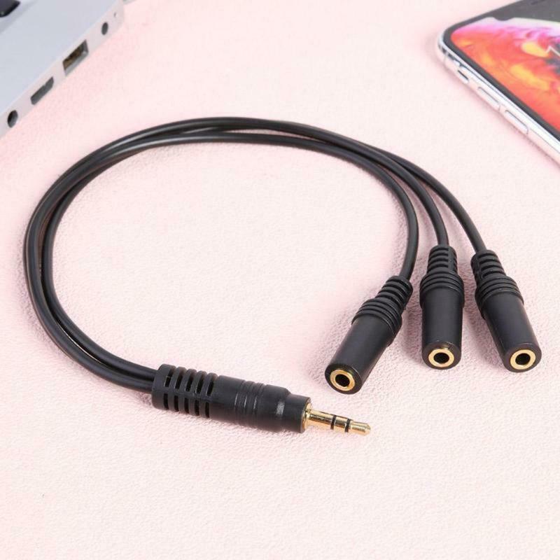 3.5mm PVC 3-Pole Plug to 3 Way Stereo Audio- Headphone Splitter Adapter Cable