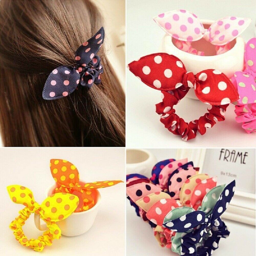 10x Elastic Womens Girls Bow Knot Ponytail Hair Band Hair Rope Scrunchie Holders