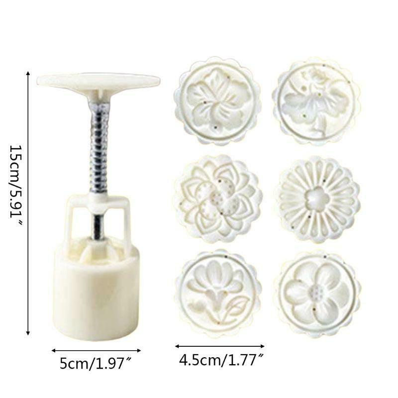 Plastic Mooncake Molds 50g Flowers Stamps Cookie Cutters Moulds DIY Baking Tools