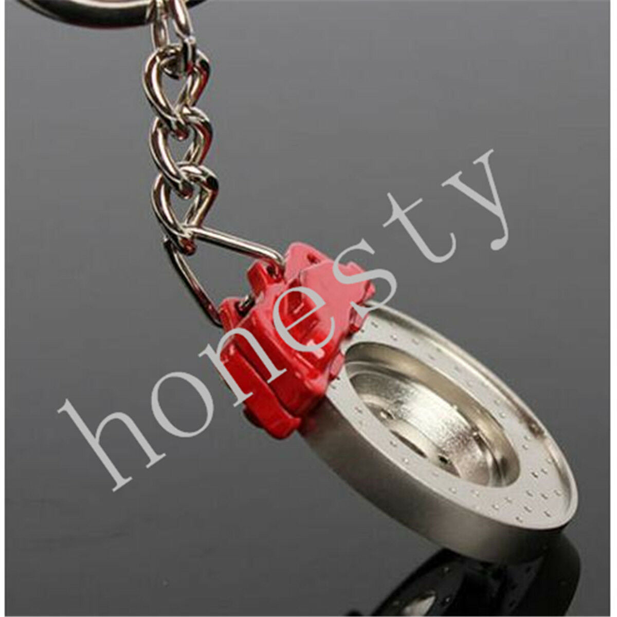 Fashion Mini JDM Car Parts Tuning Red Brake Disc Shape Keychain Keyring
