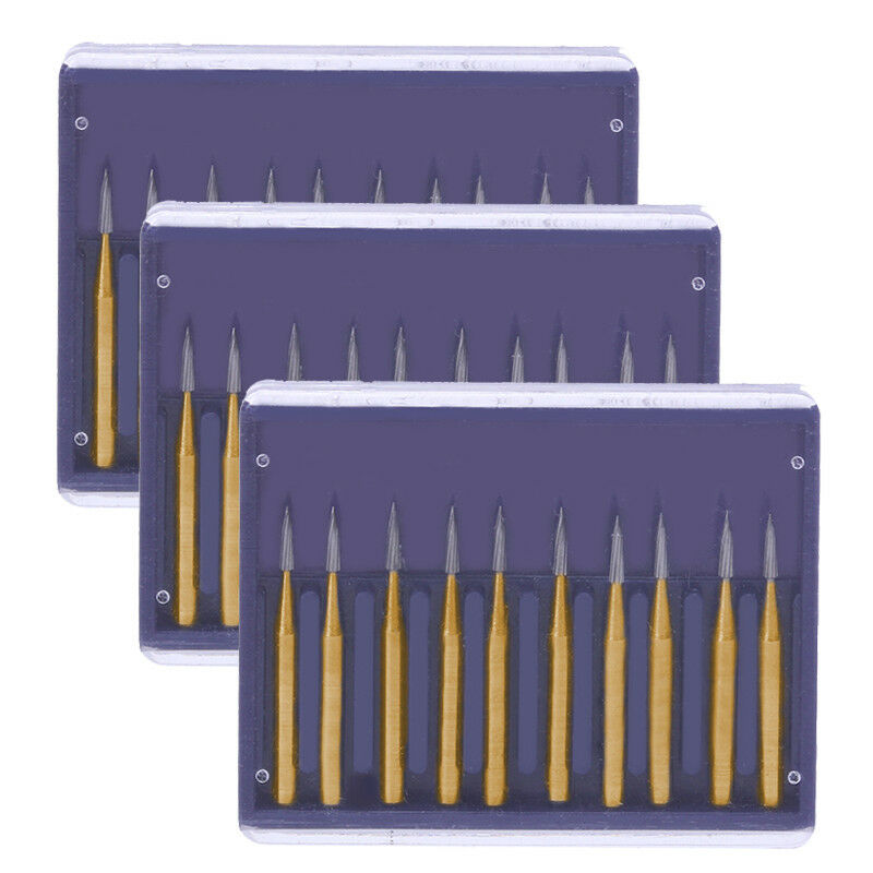3 Box Dental Tungsten Steel Carbide Burs Titanium Coated FG7901 （Friction Grip）